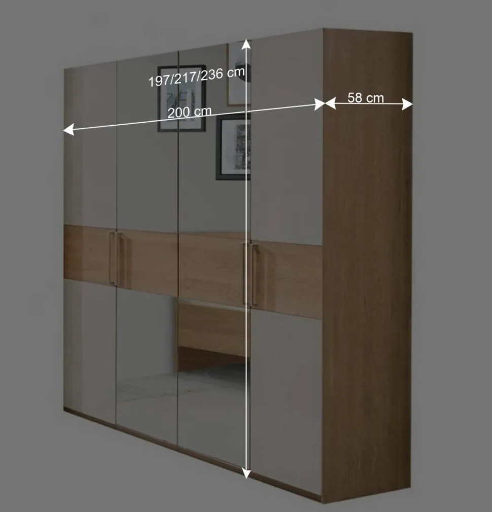 2 Meter Kleiderschrank mit vier Türen - Emdsiva II