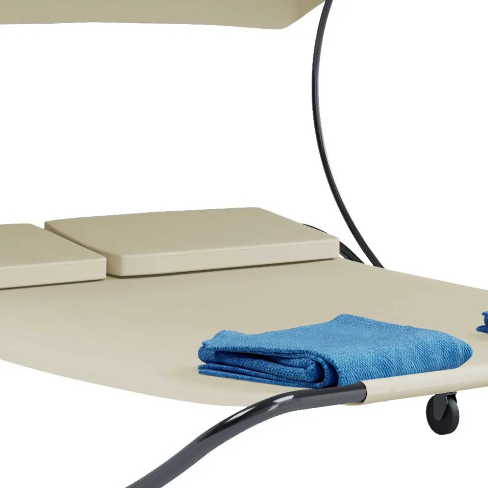 2 Personen Gartenliege in Creme und Schwarz - Enkolu