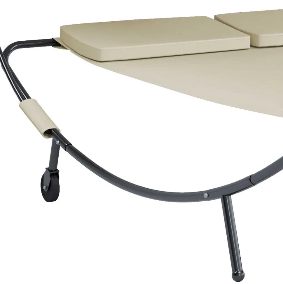 2 Personen Gartenliege in Creme und Schwarz - Enkolu