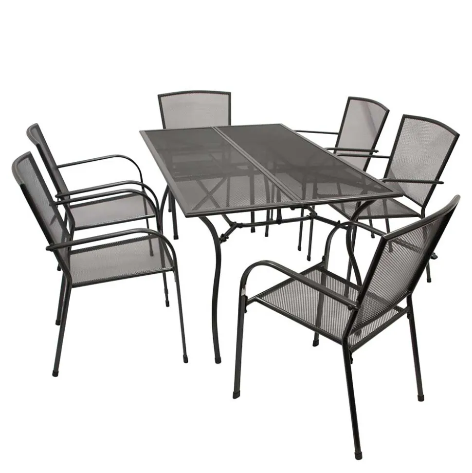 6 Personen Gartentischgruppe Set - Tyago (siebenteilig)