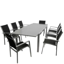 8 Personen Tischgruppe für Garten - Gestina (neunteilig)