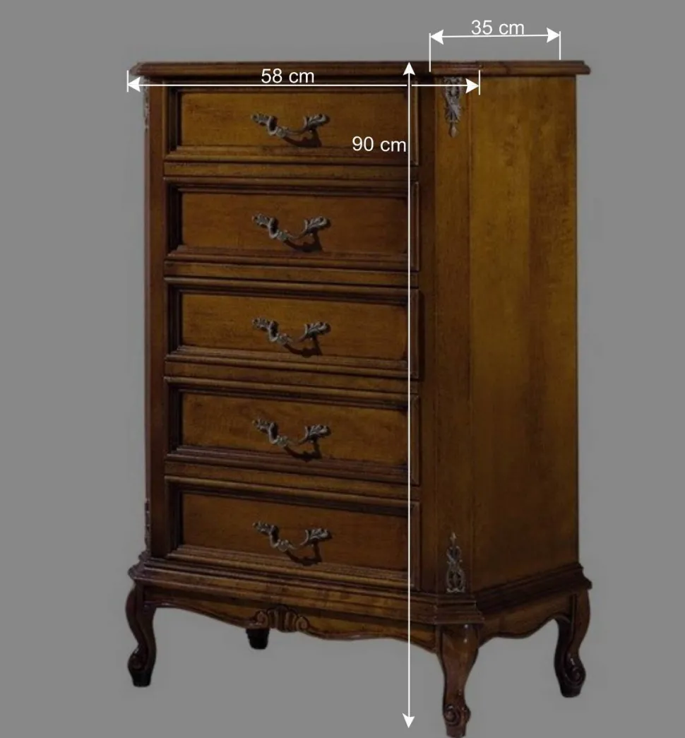 5 Schubladen Hochkommode im Italienischen Stil - Carlenna