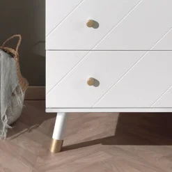 3 Schubladen Kommode in Weiß & Gold - Zimventa