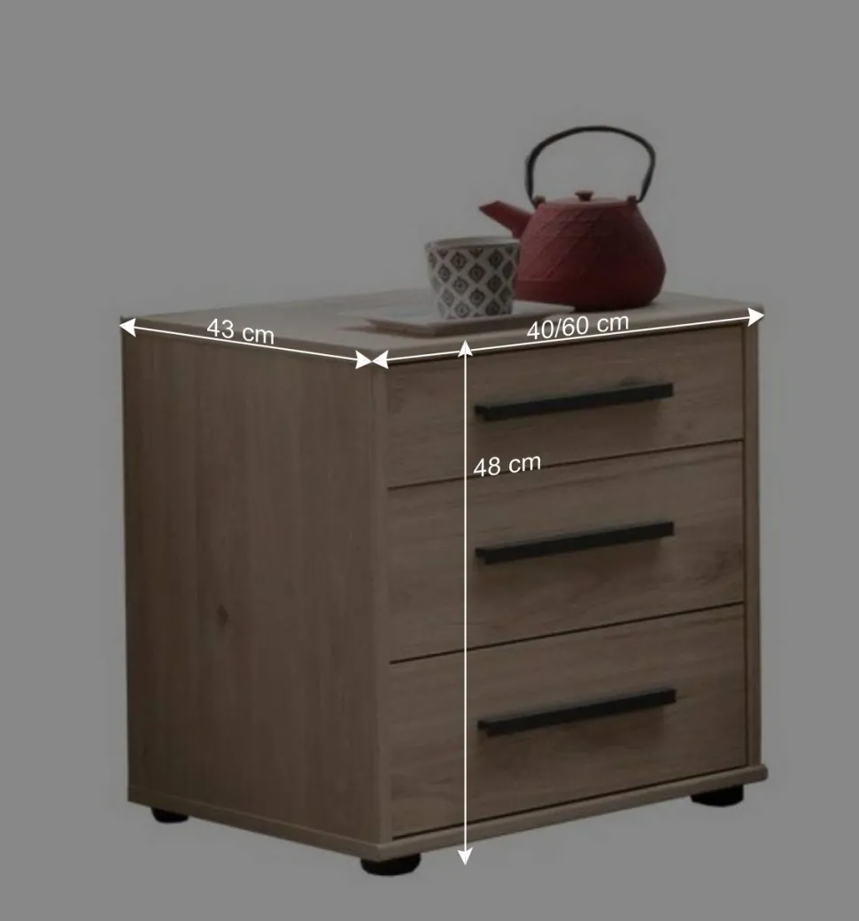 3 Schubladen Nachtschrank modern - Licruva