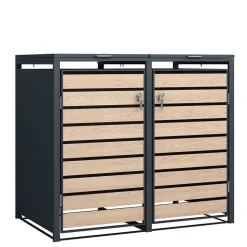 2 Tonnen Mülltonnenbox in Anthrazit & Holzoptik - Rodicca