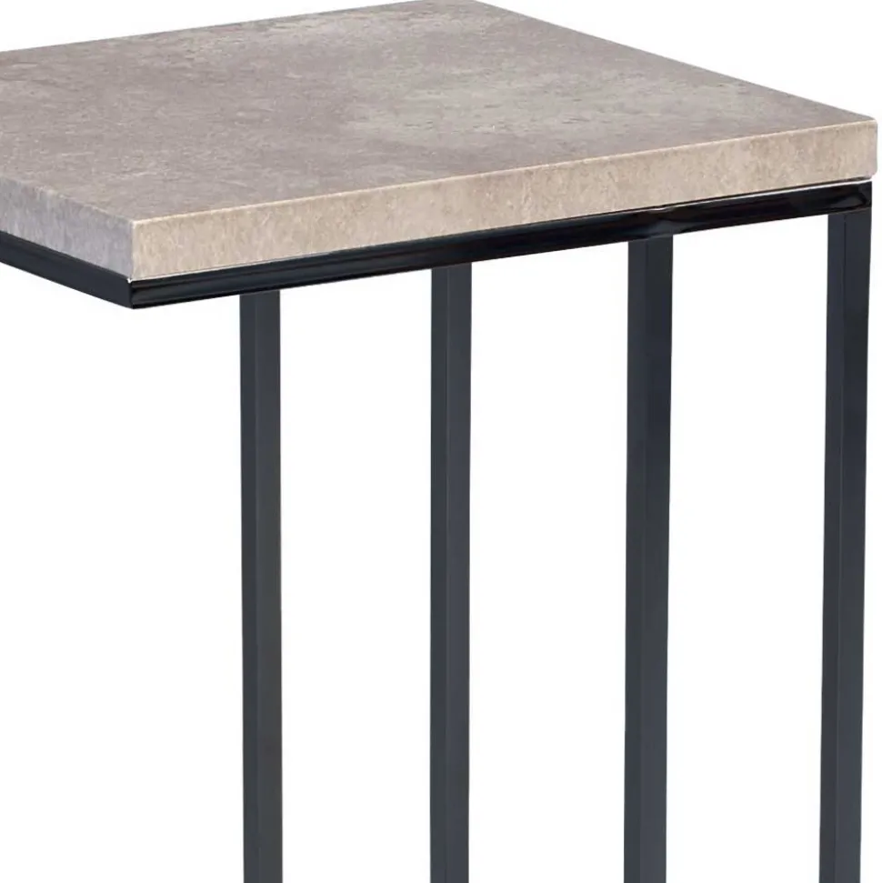 Ablagetisch mit Beton Dekor Symatra & offenem Bügelgestell Schwarz