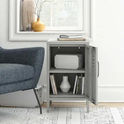 Abschließbare Türen-Kommode im Spind Look - Melanje