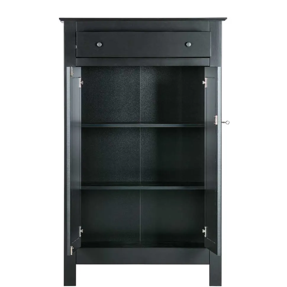 Abschließbare Vertiko Kommode in Schwarz - Wins