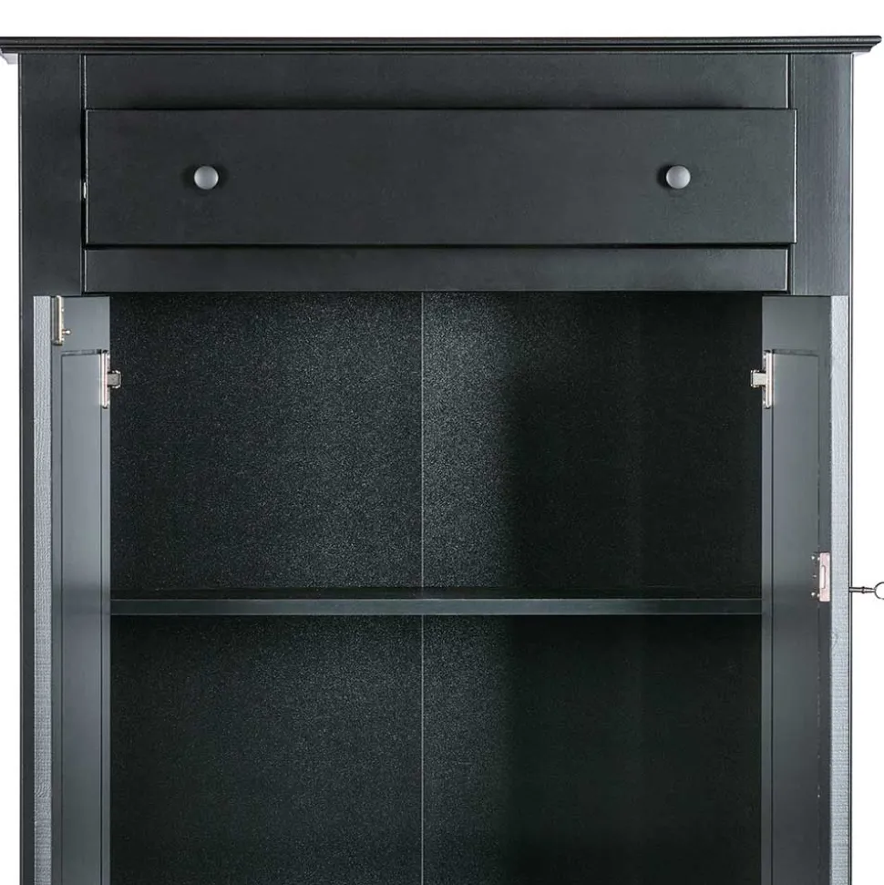 Abschließbare Vertiko Kommode in Schwarz - Wins