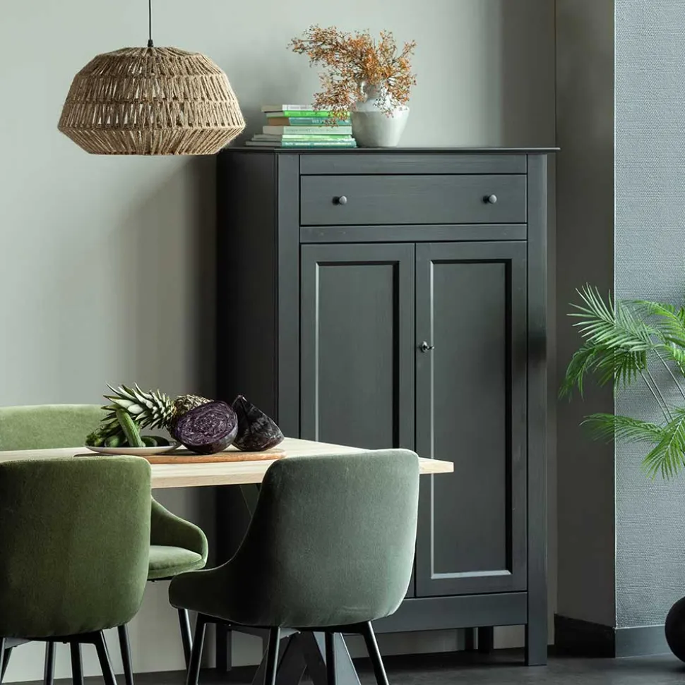 Abschließbare Vertiko Kommode in Schwarz - Wins