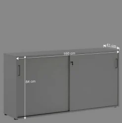 Abschließbarer Büroschrank mit Schiebetüren - Bowsla