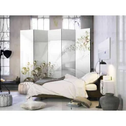 Abstrakte Motiv Trennwand in Grau & Gold - Nasco