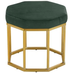 Achteck Hocker in Dunkelgrün & Gold - Furciona