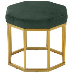 Achteck Hocker in Dunkelgrün & Gold - Furciona