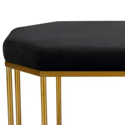 Achteckige Bank mit Bügelgestell in Gold - Coal