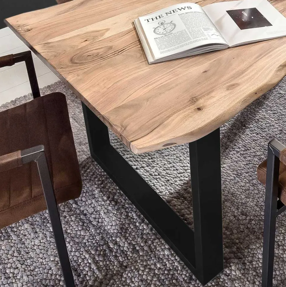 Akazie Baumkantentisch mit U Bügelgestell - Surimo