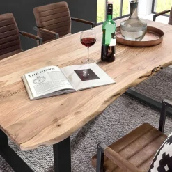 Akazie Baumkantentisch mit U Bügelgestell - Surimo