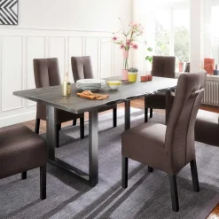 Akazienholz Küchentisch in Grau Baumkante - Tobago