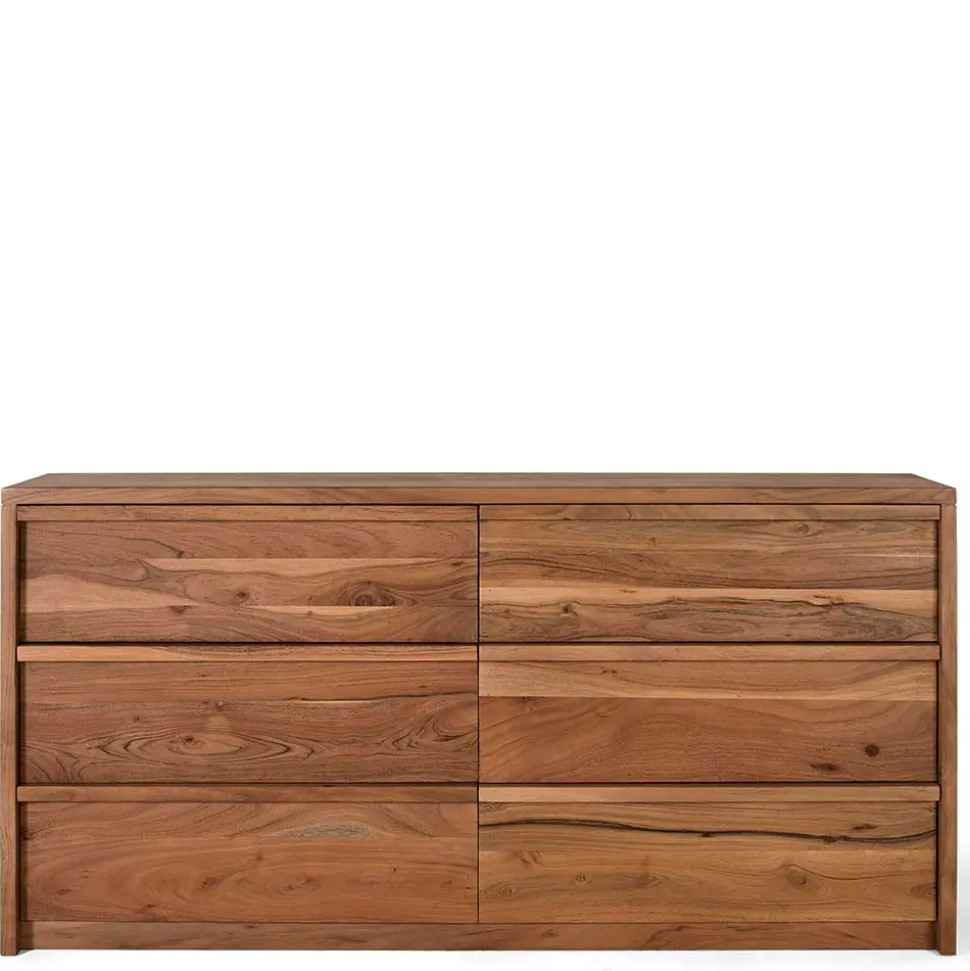 Akazienholz Sideboard mit sechs Schubladen - Vomano