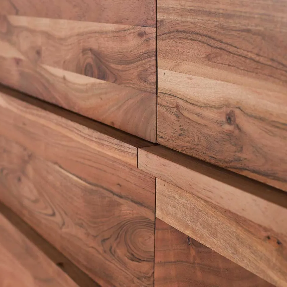 Akazienholz Sideboard mit sechs Schubladen - Vomano