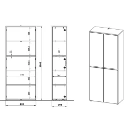 Aktenschrank in Hellgrau mit Schwarz - Great