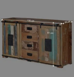 Altholz Kombikommode mit Schiebetüren - Jevilia