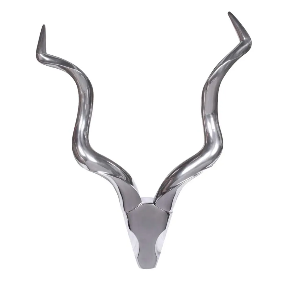 Aluminium Kudu Schädel mit Hörnern - hängende Deko - Filigrano