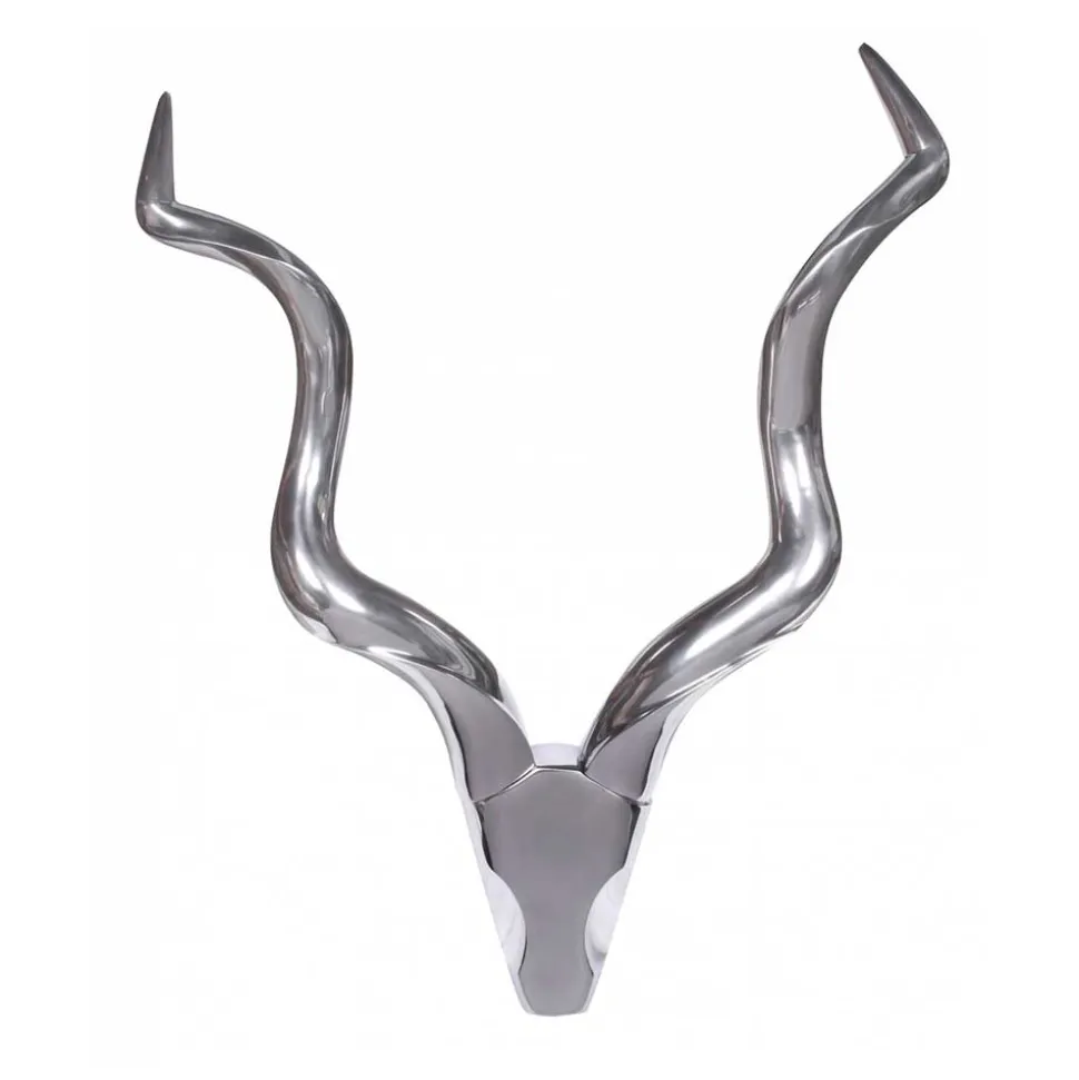 Aluminium Kudu Schädel mit Hörnern - hängende Deko - Filigrano