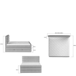 Amerikanisches Bett in Grau Stoff - Padiona