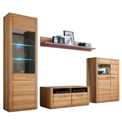 Anbauwand Athias aus Kernbuche (vierteilig)