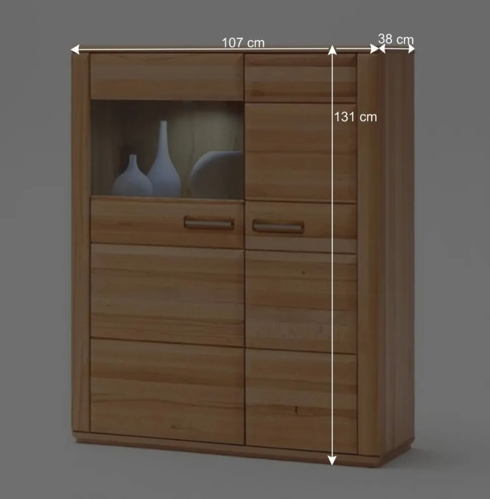 Anbauwand Athias aus Kernbuche (vierteilig)