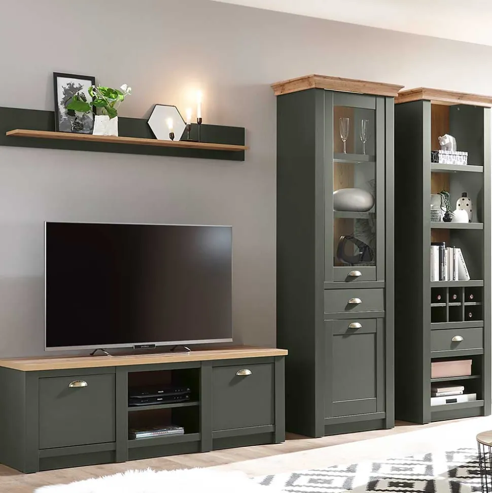 Anbauwand in Graugrün & Wildeiche - Eylan (vierteilig)