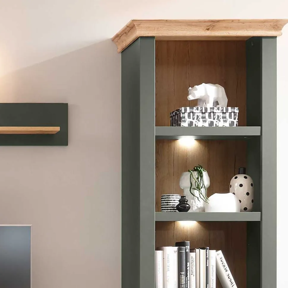 Anbauwand in Graugrün & Wildeiche - Eylan (vierteilig)