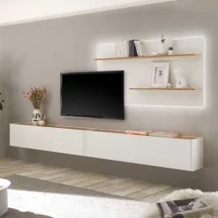 Anbauwand in Weiß & Wildeiche - Nonessia (dreiteilig)