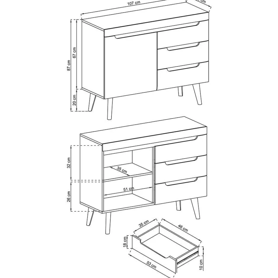 Anbauwand Möbel Kombination - Olcian (vierteilig)