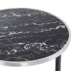 Anstelltisch mit Glas in Schwarz Stein Optik - Adamina