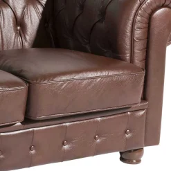 Antikleder Sofa in Braun - Chesterfield Style - Cementa