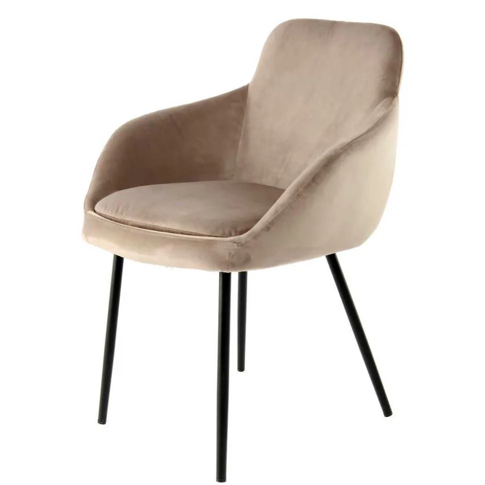 Aparter Tischsessel in Taupe Samtstoff - Volpedusa (2er Set)