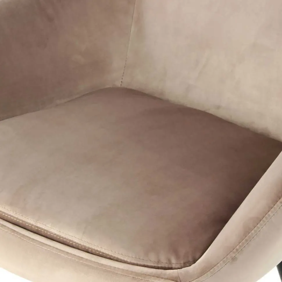 Aparter Tischsessel in Taupe Samtstoff - Volpedusa (2er Set)