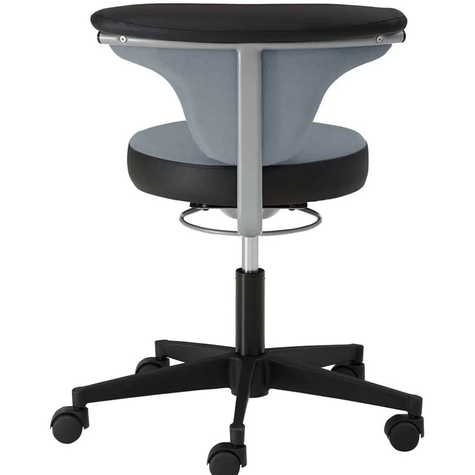 Arbeitshocker mit Lehne in Grau Schwarz - Camcupa