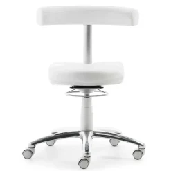 Arbeitshocker mit Rückenlehne in Weiß Kunstleder - Jaskin
