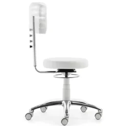 Arbeitshocker mit Rückenlehne in Weiß Kunstleder - Jaskin