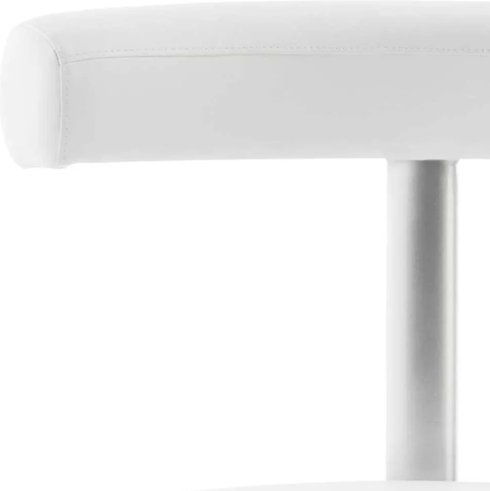 Arbeitshocker mit Rückenlehne in Weiß Kunstleder - Jaskin