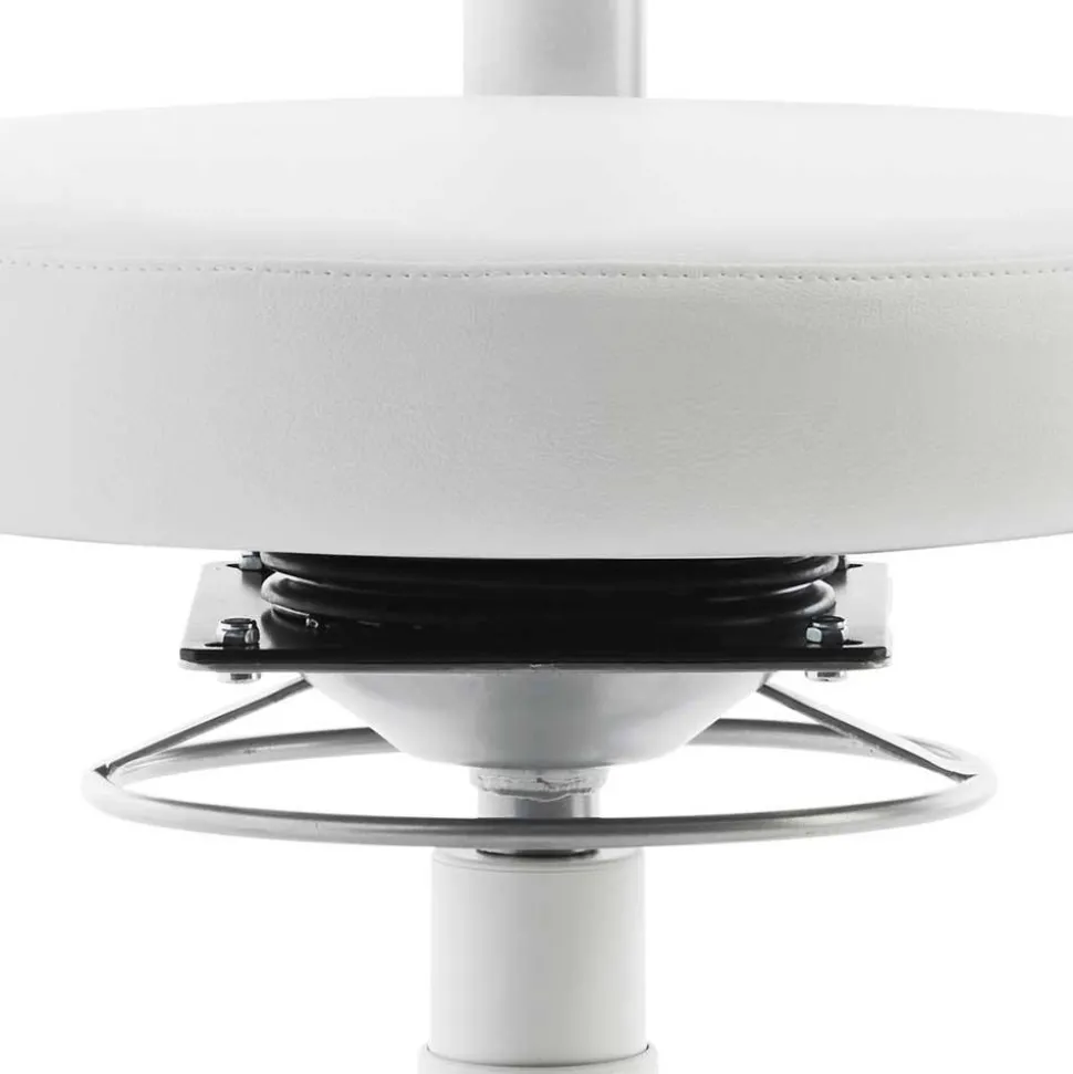 Arbeitshocker mit Rückenlehne in Weiß Kunstleder - Jaskin