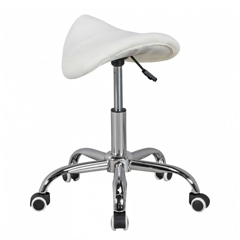 Arbeitshocker mit Sattelsitz in Weiß - Tubrina