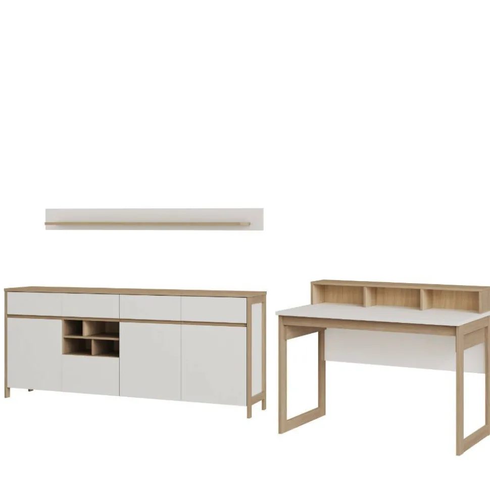 Arbeitszimmer Möbel-Kombi in Weiß - Ovidio (dreiteilig)