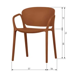 Armlehnen Kunststoffstühle in Braun - Vincentro (4er Set)