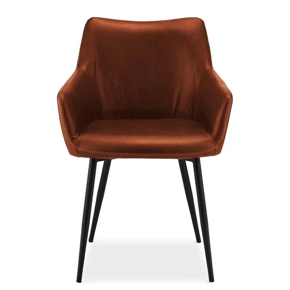 Armlehnen Polsterstuhl in Cognac Braun - Prasido (2er Set)