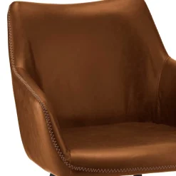 Armlehnen Polsterstuhl in Cognac Braun - Prasido (2er Set)