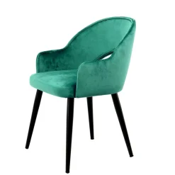 Armlehnen Polsterstuhl mit Samt Grün - Vianada (2er Set)